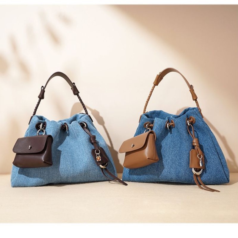 Luxury Y2K Bags - JIAERDI High Street Denim Bucket Bag