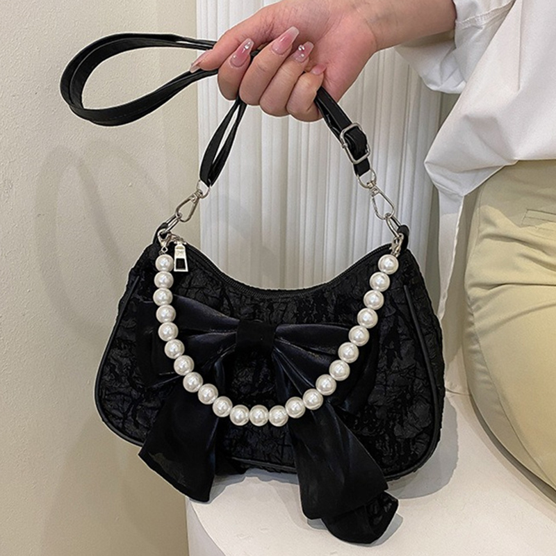Luxury Y2K Bags - White Folds Pearl Female Bag Retro