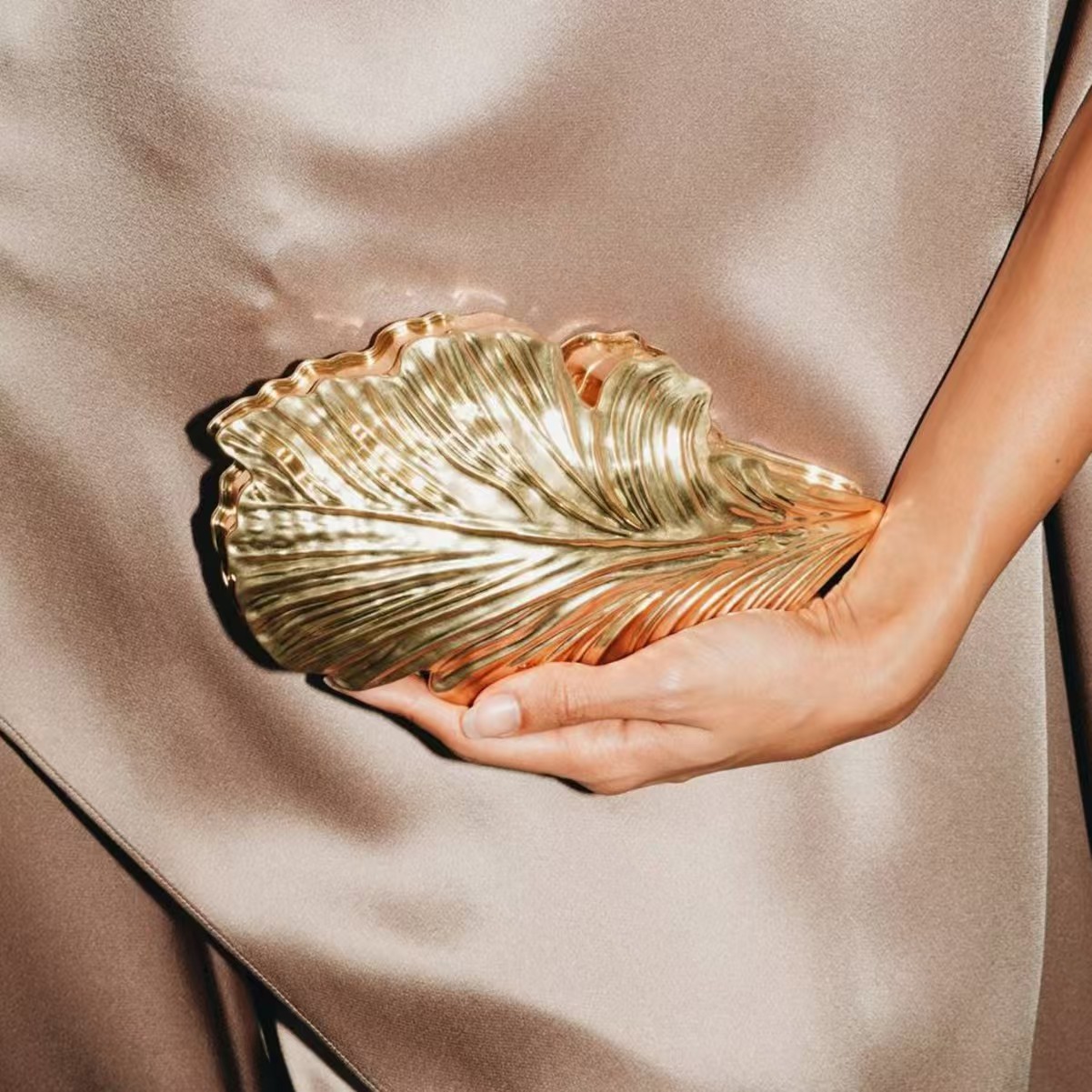 Luxury Bags Gold - Luxury Golden Fashion Acrylic Leaf Metal