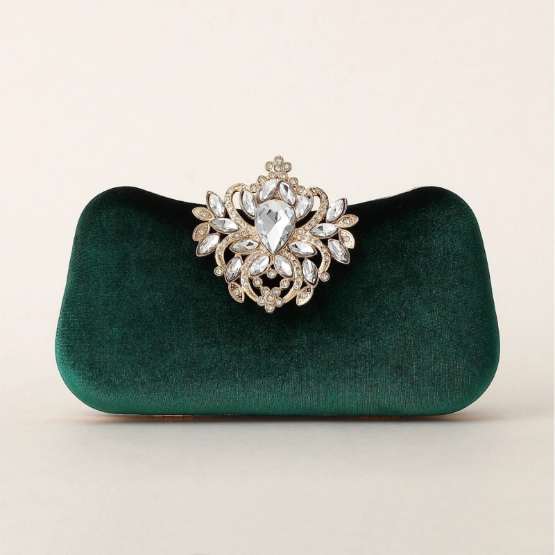 Dark Green Velvet Clutch Bag L - огляд і ціна Luxury Bags Gold