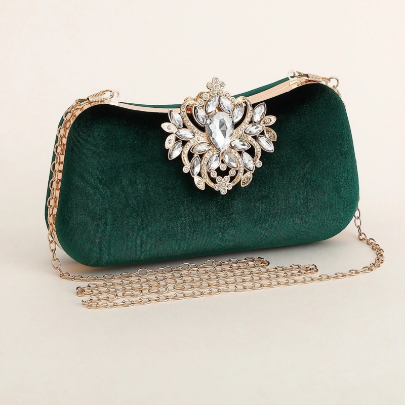 Dark Green Velvet Clutch Bag L - огляд і ціна Luxury Bags Gold